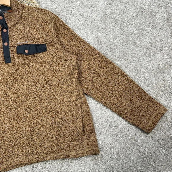 Eddie Bauer Men’s Convector Snap Mock Sweater Snap T Pullover Fleece Brown L - Picture 6 of 13